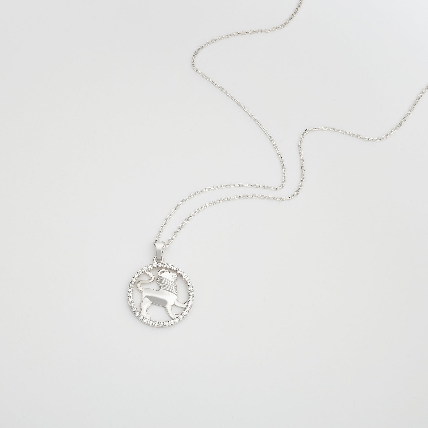 LEO Zodiac Necklace with Halo | Astrology-Inspired Gold & Silver Pendant Featuring Zircon or Diamonds