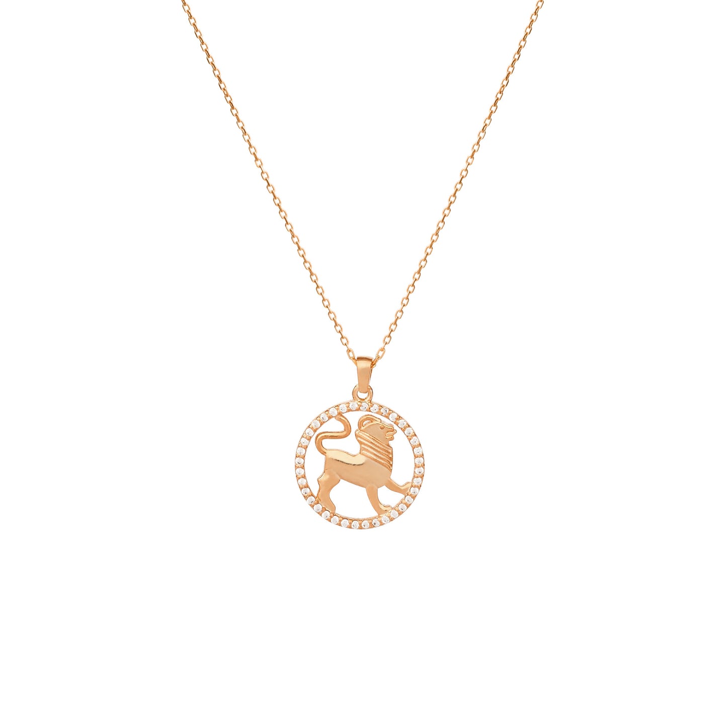 LEO Zodiac Necklace with Halo | Astrology-Inspired Gold & Silver Pendant Featuring Zircon or Diamonds