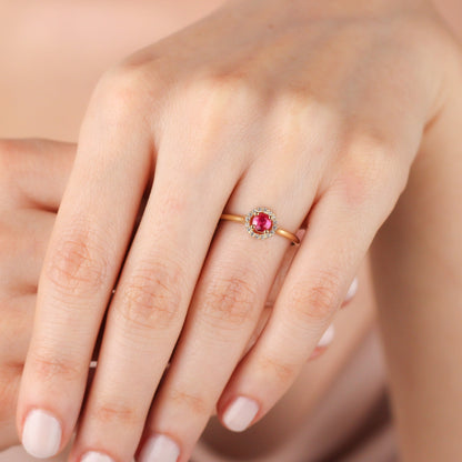 LOLA Ruby Centerpiece Ring in Solid 8K or 14K Gold | July Birthstone Jewelry Gift for Wife