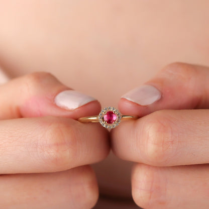 LOLA Ruby Centerpiece Ring in Solid 8K or 14K Gold | July Birthstone Jewelry Gift for Wife