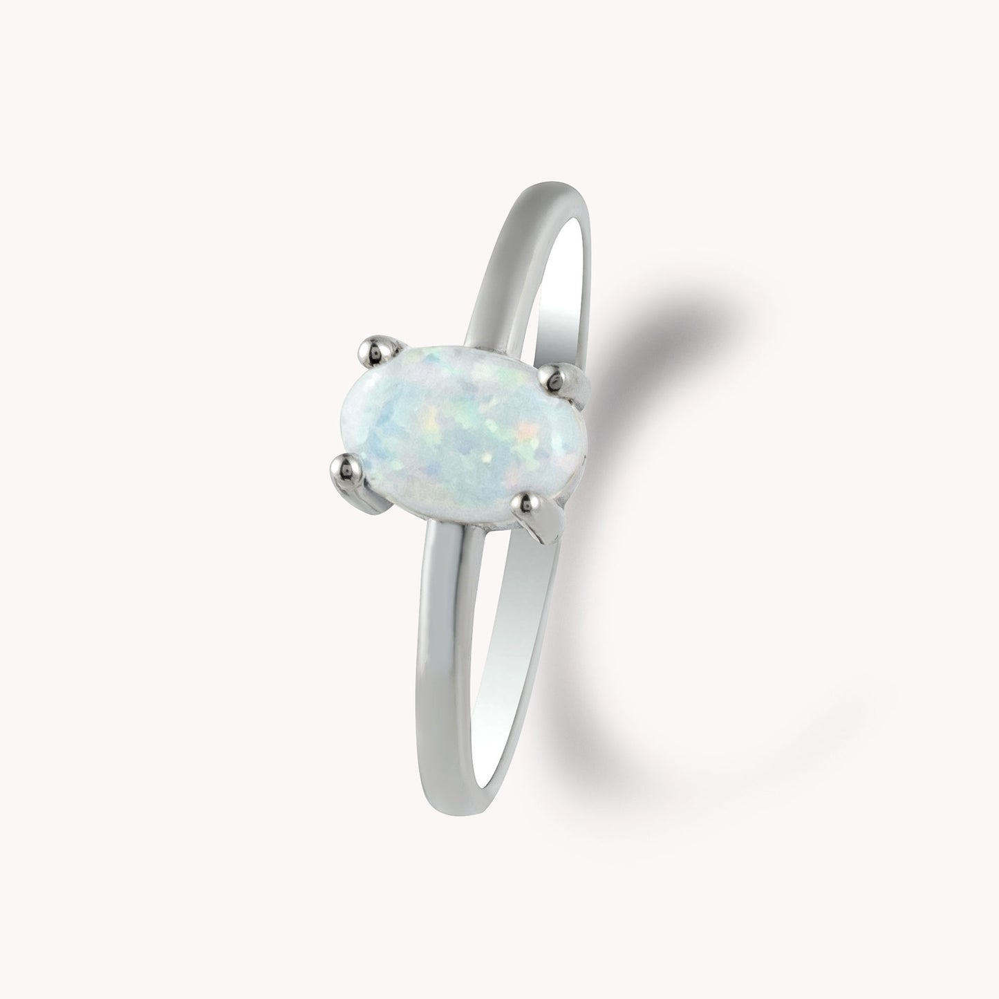 LUNA Elegant Opal Solitaire Ring - Sterling Silver, 8K or 14K Gold | Timeless Luxury Promise Ring with Opal Gemstone