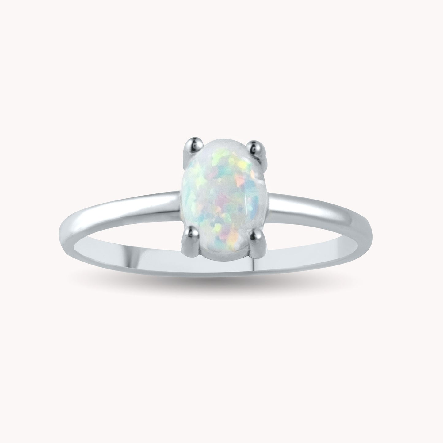 LUNA Elegant Opal Solitaire Ring - Sterling Silver, 8K or 14K Gold | Timeless Luxury Promise Ring with Opal Gemstone