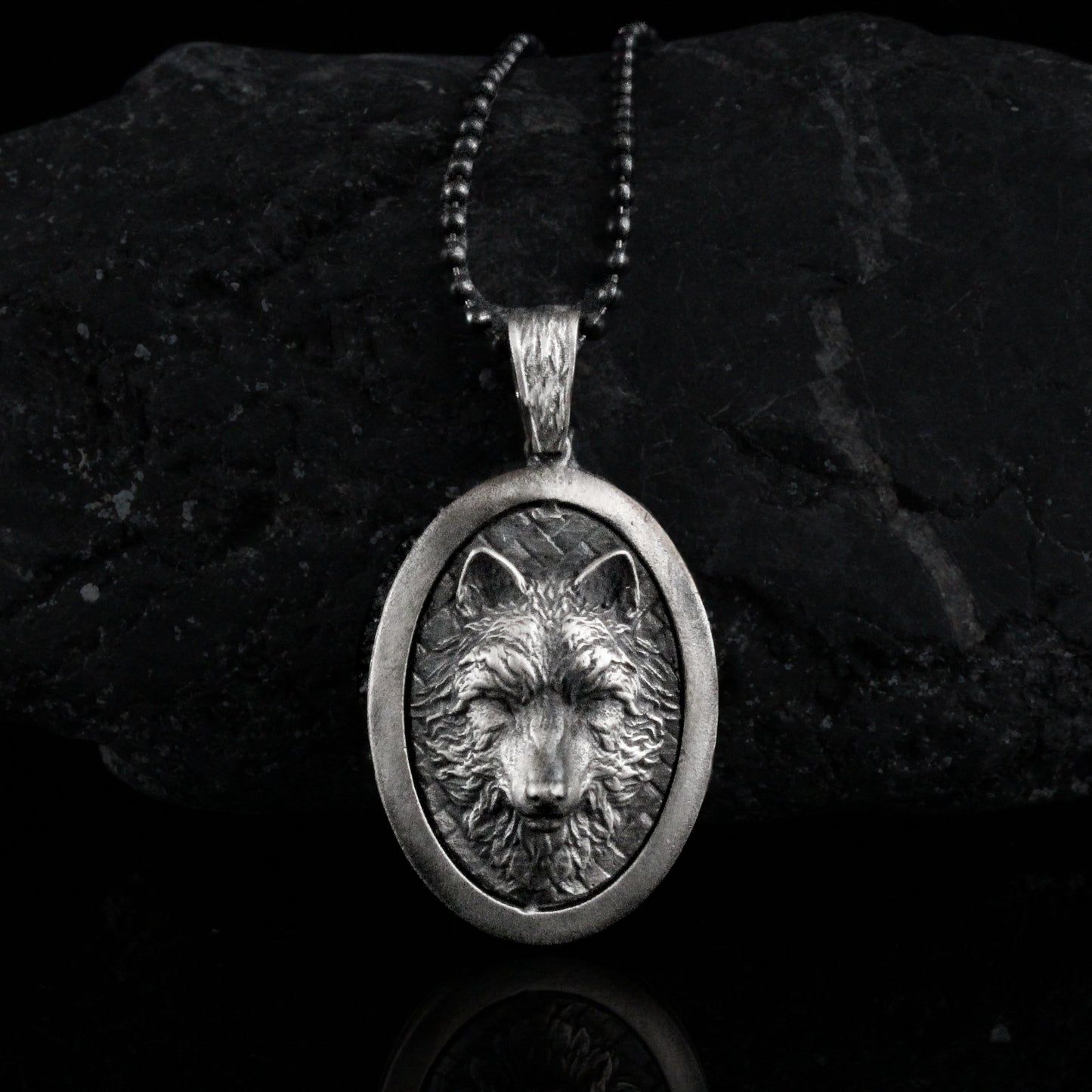 Majestic Wolf Oval Necklace in 925 Sterling Silver | A Bold and Majestic Statement Piece