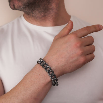 Men's Bold Skull Bracelet in Sterling Silver | Handmade Masculine Design Bracelet