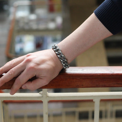 Men's Bold Skull Bracelet in Sterling Silver | Handmade Masculine Design Bracelet