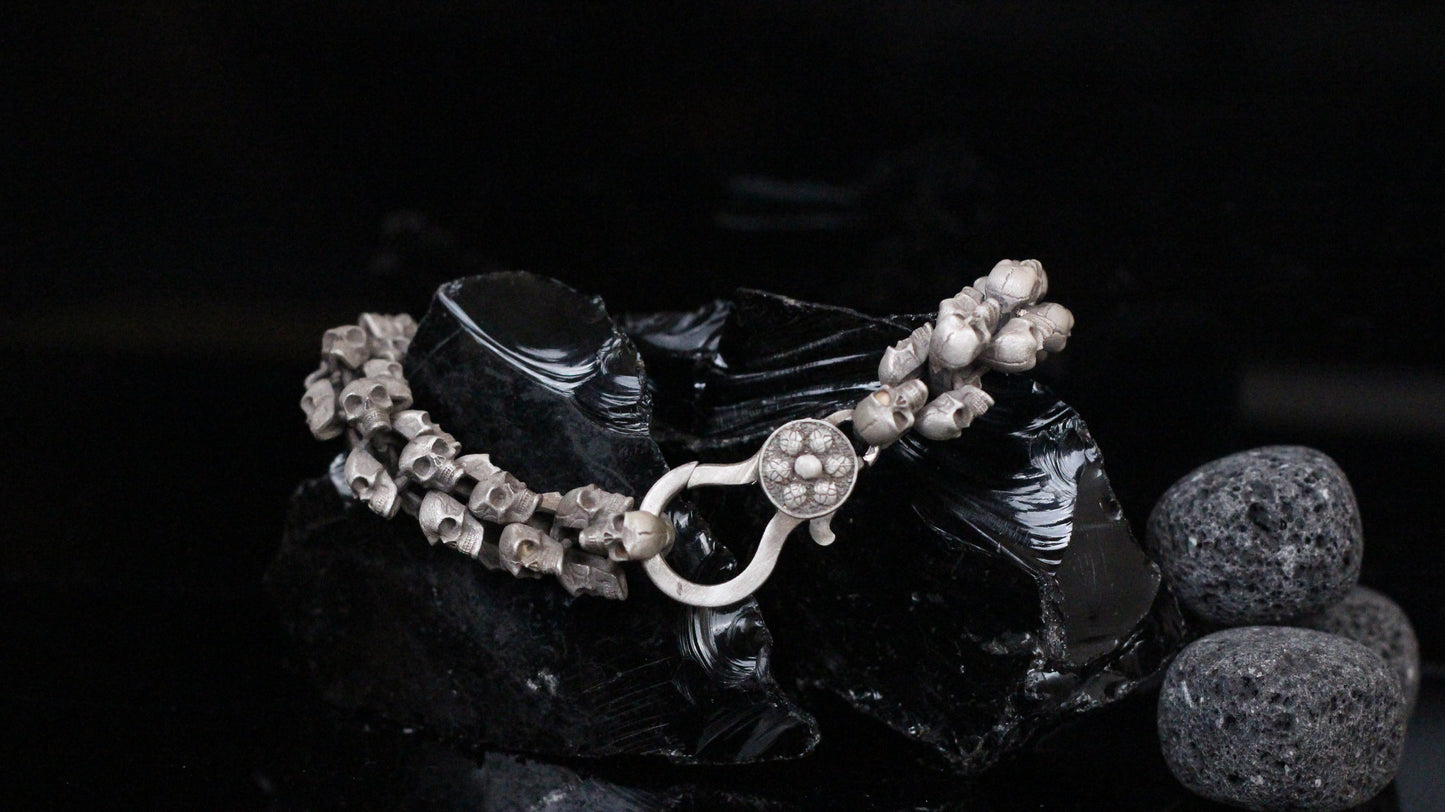 Men's Skull Bracelet in 925K Sterling Silver | Bold and Edgy Design