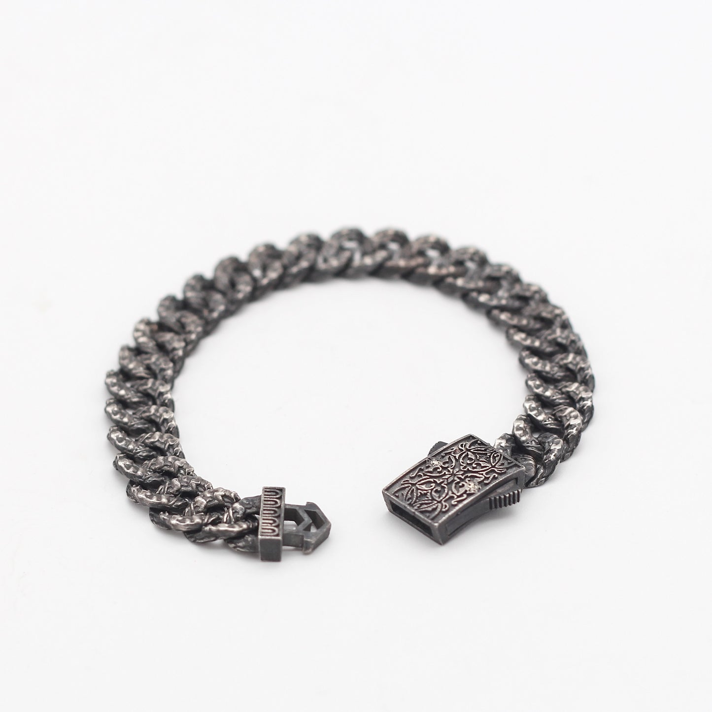 Men's Sterling Silver Hammered Chain Bracelet | Rugged and Timeless Design Men Bracelet