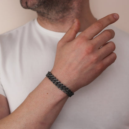 Men's Sterling Silver Hammered Chain Bracelet | Rugged and Timeless Design Men Bracelet