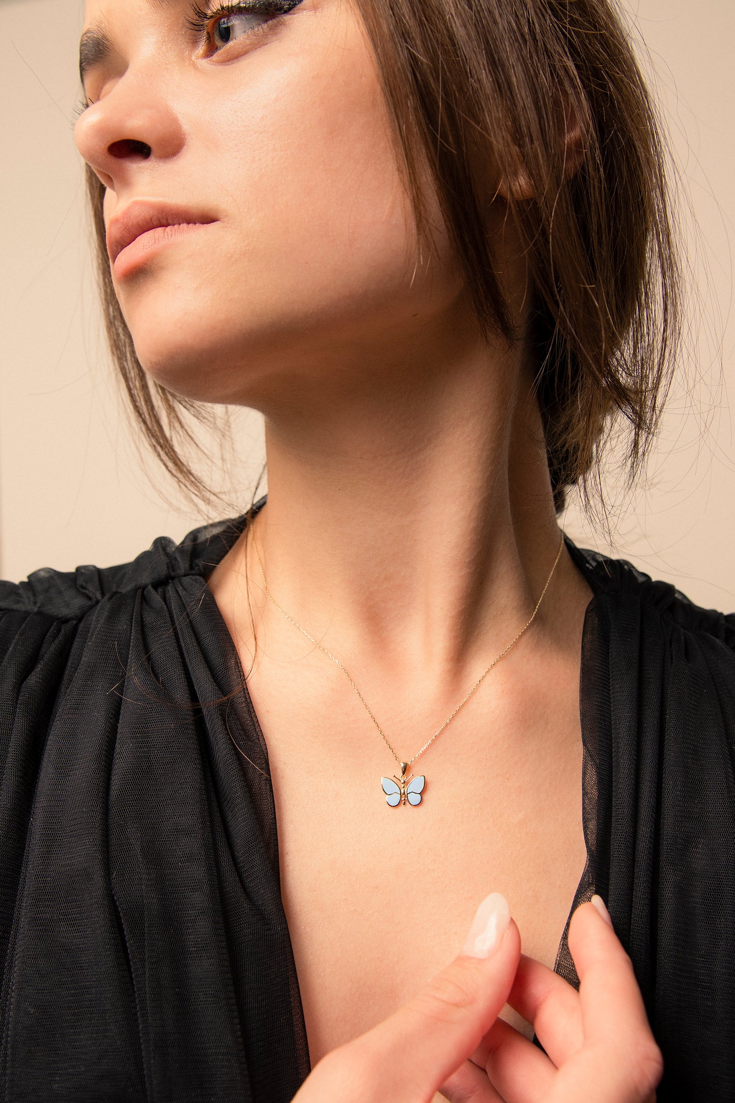 MORPHO Turquoise Butterfly Necklace | Enamel Butterfly Jewelry for Women Gold & Silver