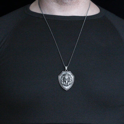 Native American Skull Pendant Necklace in 925 Sterling Silver | Tribal Shield Design Necklace