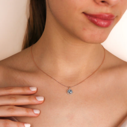 OCEAN Exquisite Natural Swiss Topaz Necklace | Ocean Blue Luxury Gold & Silver Pendant