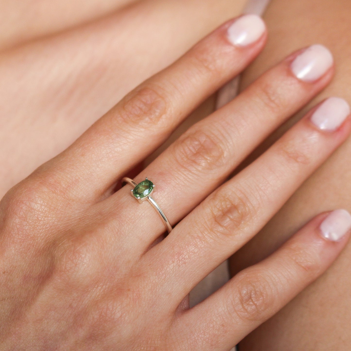 OLIVIA Green Sapphire Engagement Ring | Elegant Women Jewelry in Solid Gold or Sterling Silver