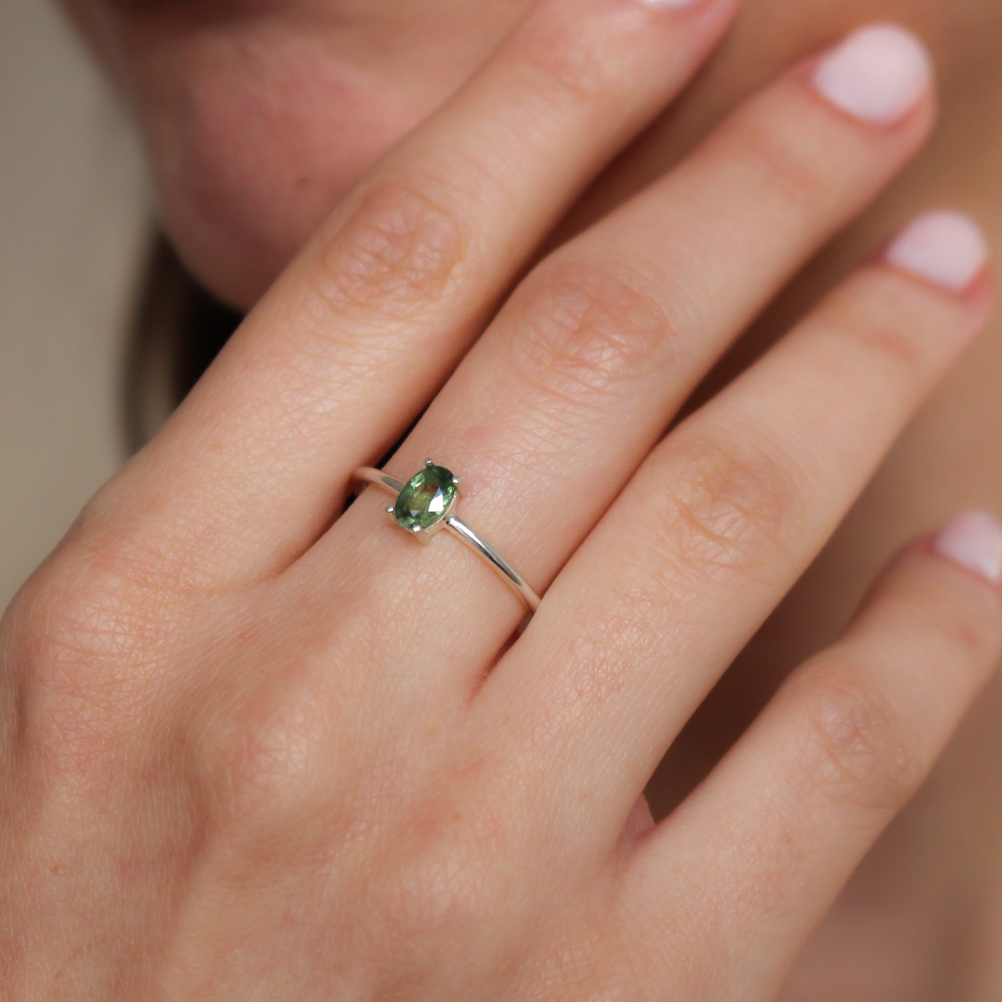 OLIVIA Green Sapphire Engagement Ring | Elegant Women Jewelry in Solid Gold or Sterling Silver