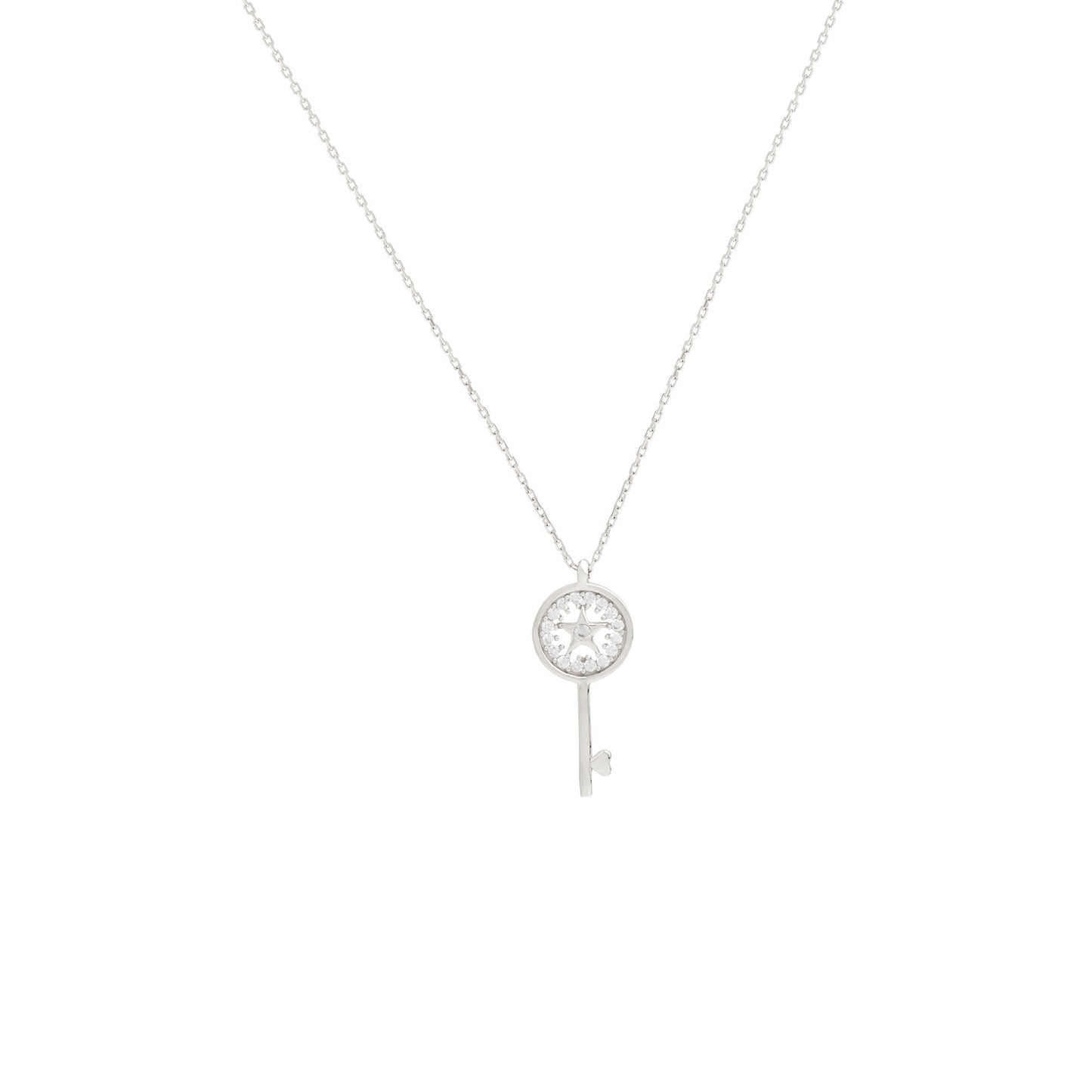 PANDOR Radiant Key Pendant Necklace | Timeless Design with Zircon or Diamond in Silver & Gold