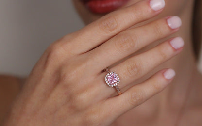 Pink Sapphire Romantic Promise Ring | Solid Silver & Gold Princess Cut Engagement Ring