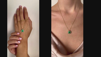 AKILINA 14K Solid Gold Natural Emerald Necklace | Luxury Green Gemstone Jewelry