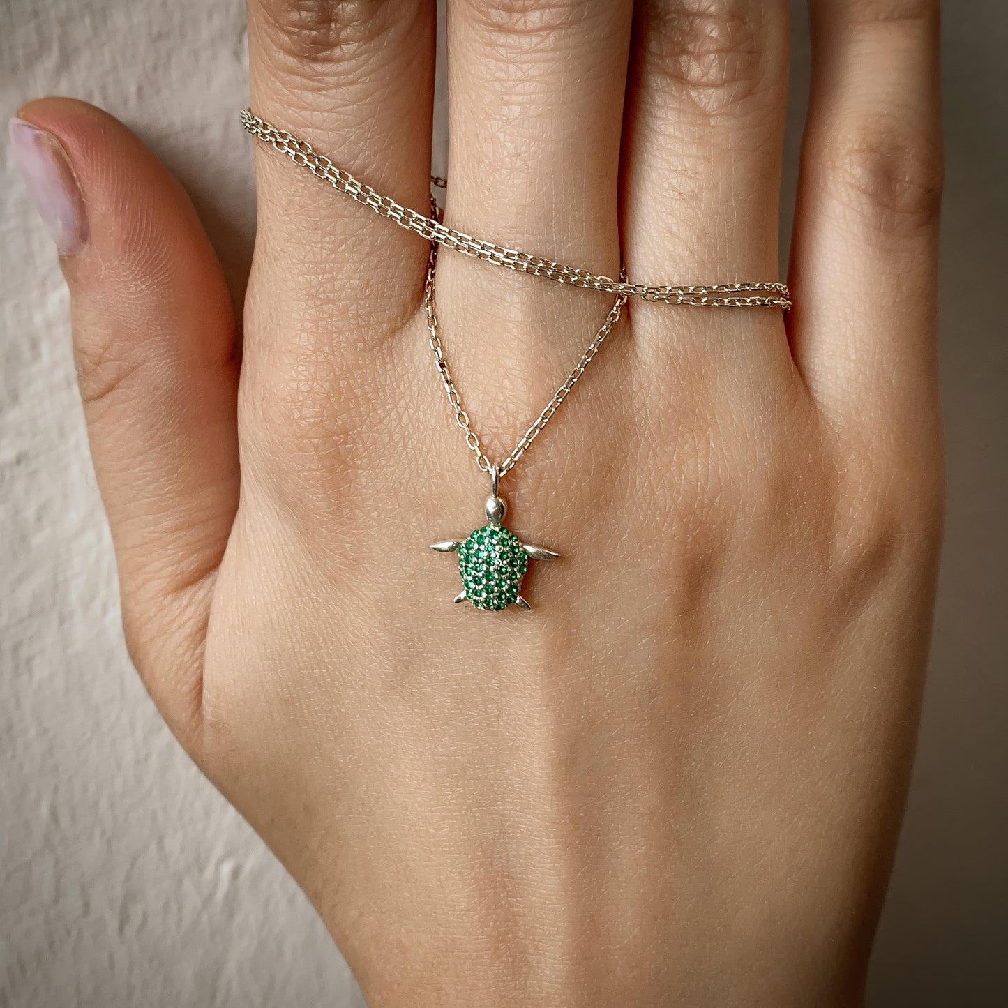 RONNIE Emerald Tortoise Necklace | Nature-Inspired Gold & Silver Gemstone Pendant