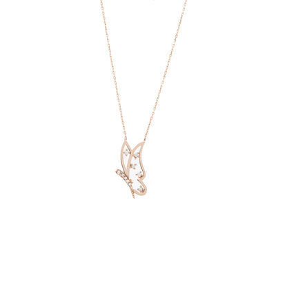 RUDDY Butterfly Outline Necklace | Elegant Gold Pendant with Zircon or Diamond Accents