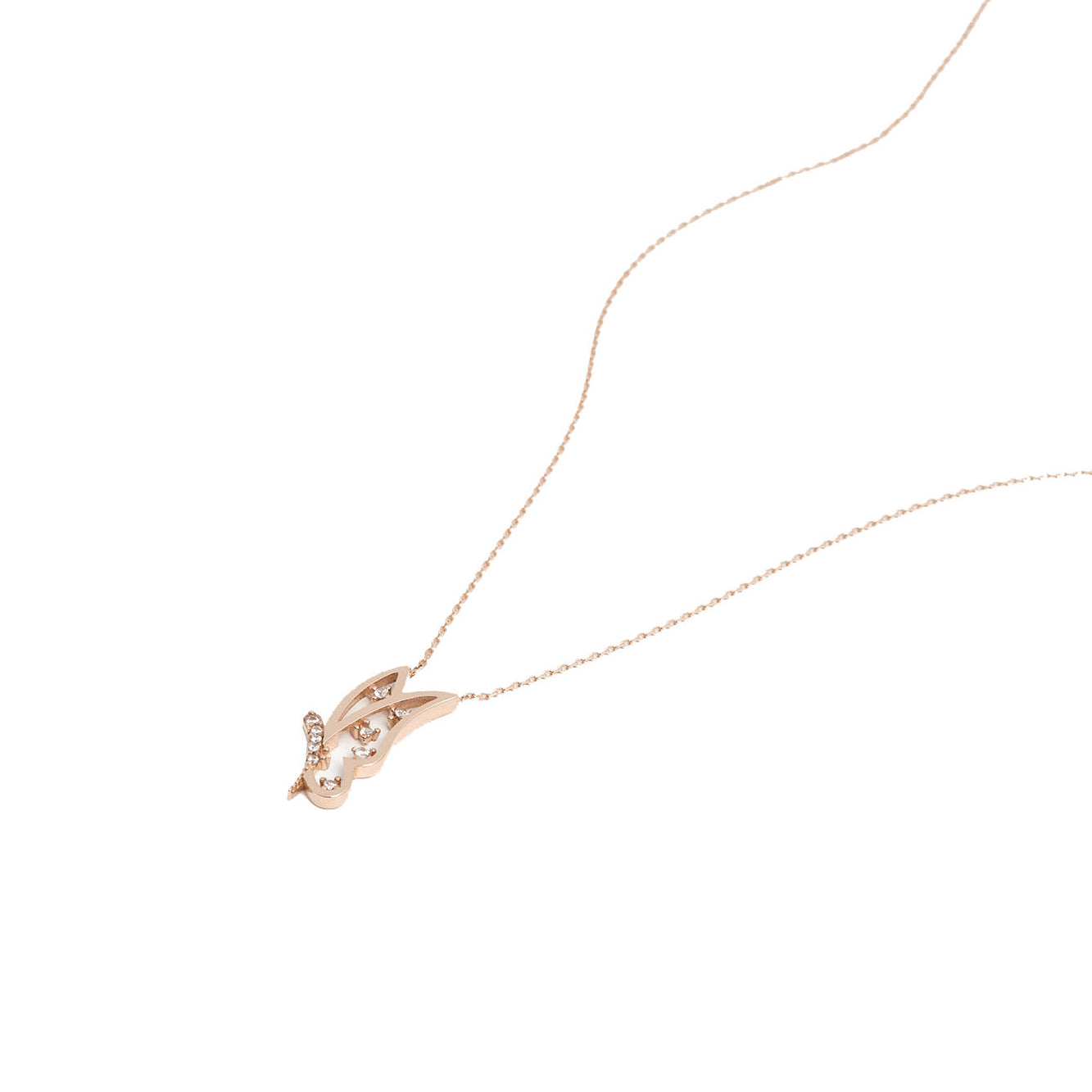 RUDDY Butterfly Outline Necklace | Elegant Gold Pendant with Zircon or Diamond Accents