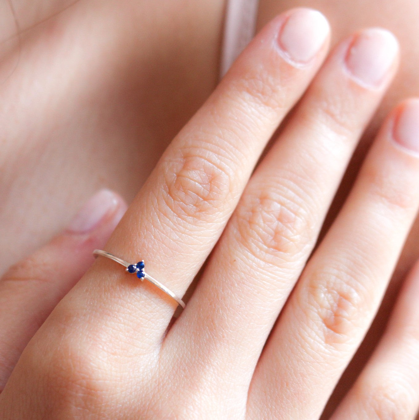 SADIE Blue Sapphire Tiny Heart Ring in 8K-14K Solid Gold | Minimalist Design for Everyday Elegance