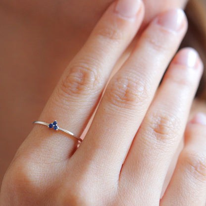 SADIE Blue Sapphire Tiny Heart Ring in 8K-14K Solid Gold | Minimalist Design for Everyday Elegance