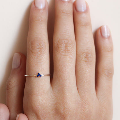 SADIE Blue Sapphire Tiny Heart Ring in 8K-14K Solid Gold | Minimalist Design for Everyday Elegance