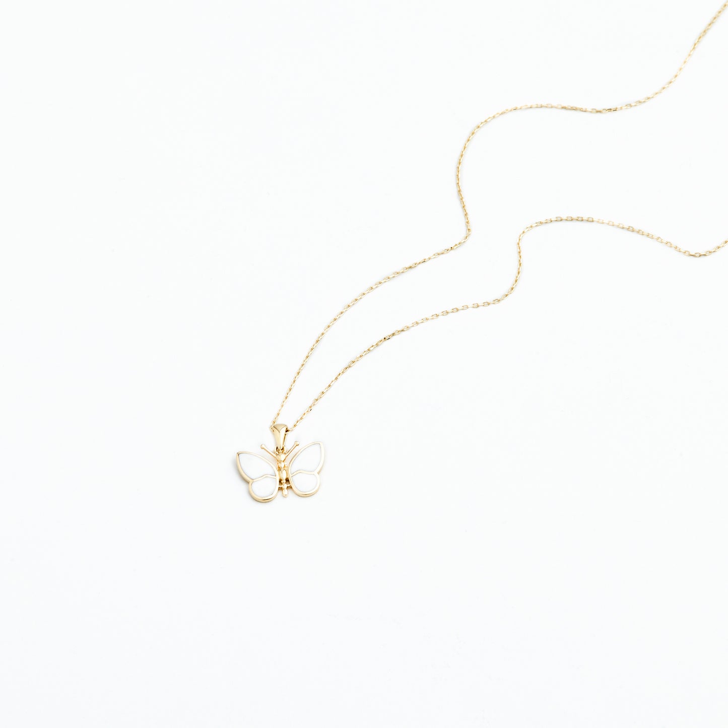 SARA White Butterfly Necklace | Elegant Enamel Pendant in Gold & Sterling Silver