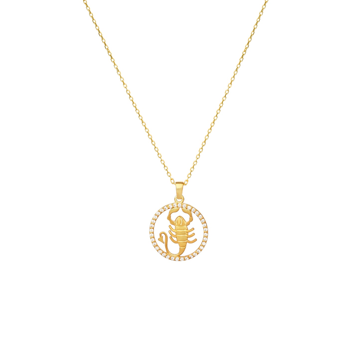 SCORPIO Zodiac Necklace 14K Gold Diamond 0.22 ct