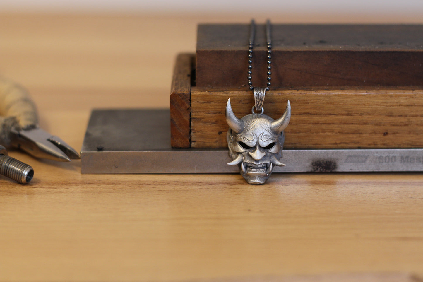 Silver Demon Necklace, Rustic Demon Jewelry