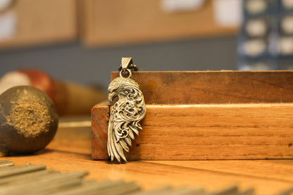 Solid Silver Eagle Necklace, Handmade Sterling Silver Rustic Eagle Pendant