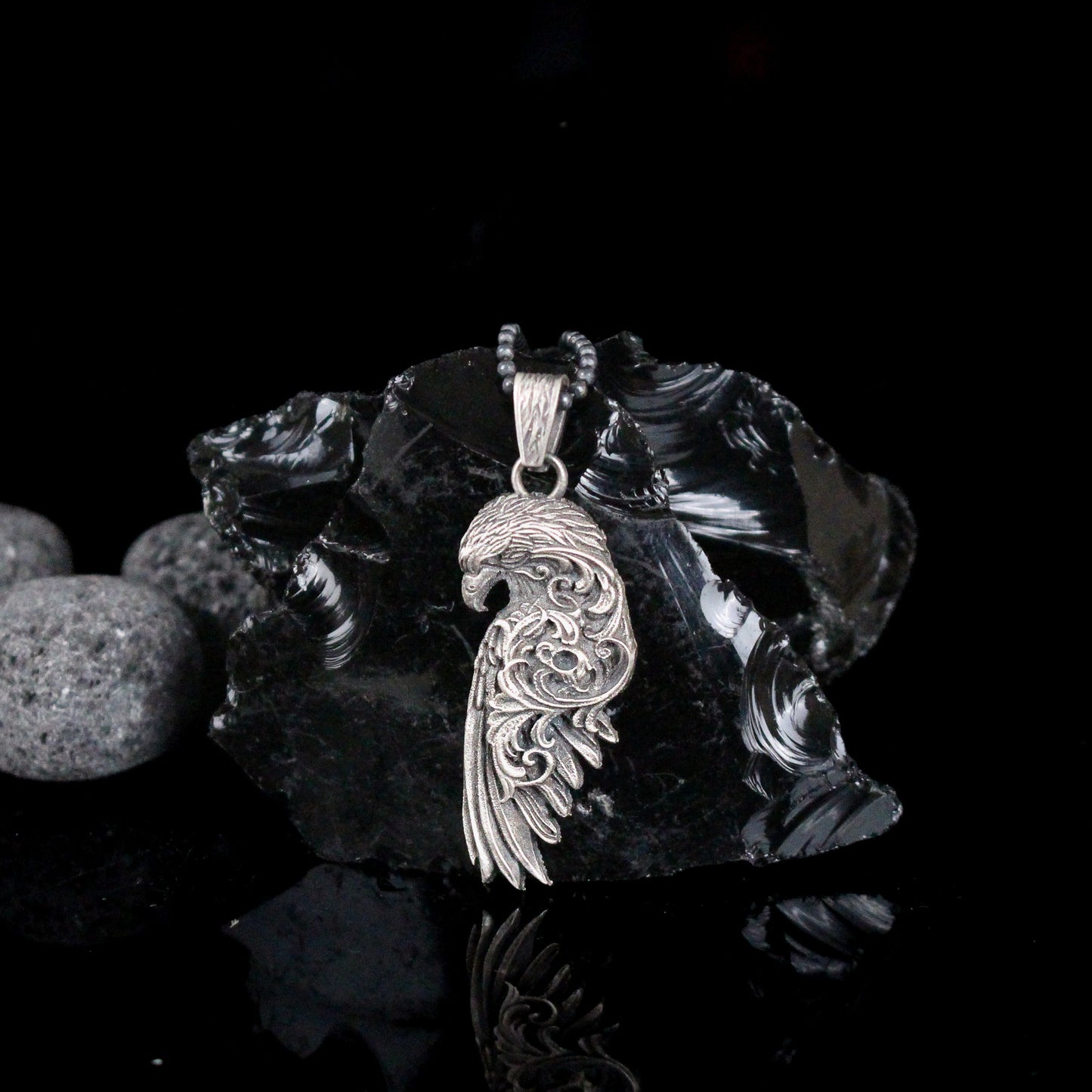 Solid Silver Eagle Necklace, Handmade Sterling Silver Rustic Eagle Pendant