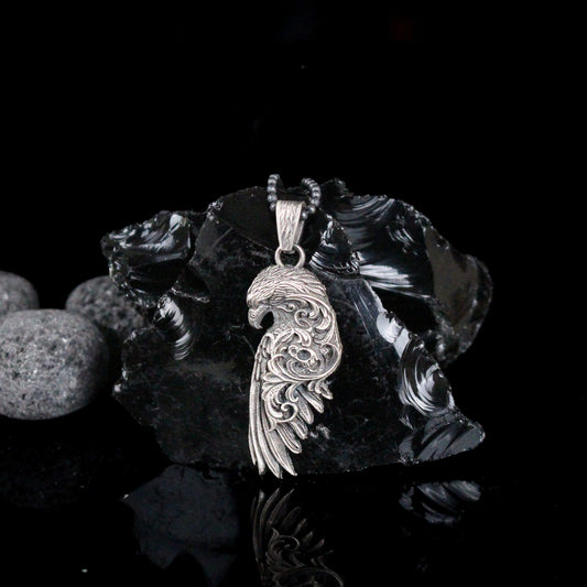 Solid Silver Eagle Necklace, Handmade Sterling Silver Rustic Eagle Pendant