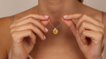 SORAYA Luxury Natural Yellow Sapphire Necklace | 14K & 8K Gold Gemstone Pendant Gift