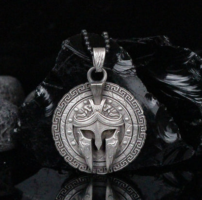 Spartan Helmet Necklace in Sterling Silver | A Tribute to Ancient Warriors Medallion Necklace