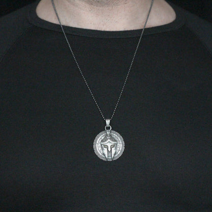 Spartan Helmet Necklace in Sterling Silver | A Tribute to Ancient Warriors Medallion Necklace