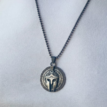 Spartan Helmet Necklace in Sterling Silver | A Tribute to Ancient Warriors Medallion Necklace