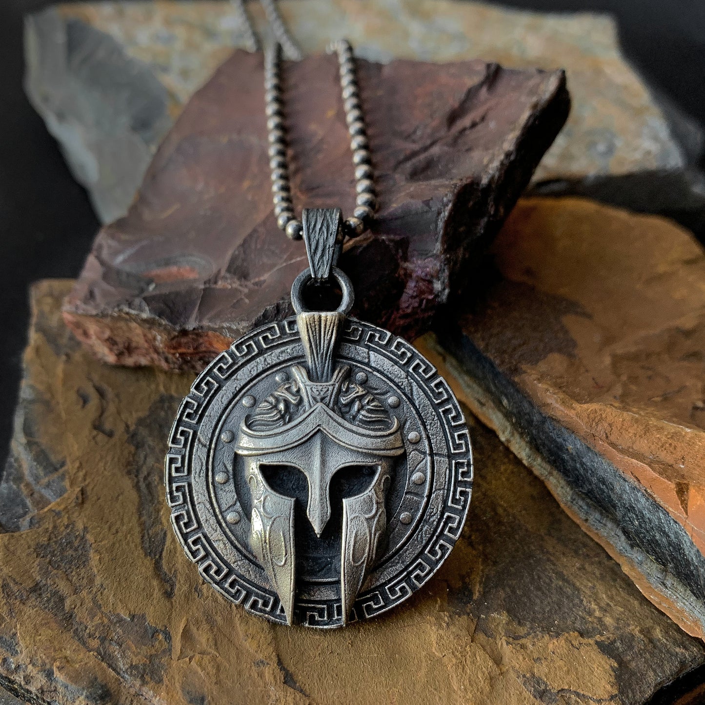 Spartan Helmet Necklace in Sterling Silver | A Tribute to Ancient Warriors Medallion Necklace