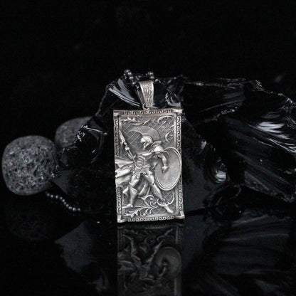 Spartan Warrior Necklace in 925K Sterling Silver | Bold Greek Mythology Design Pendant Necklace