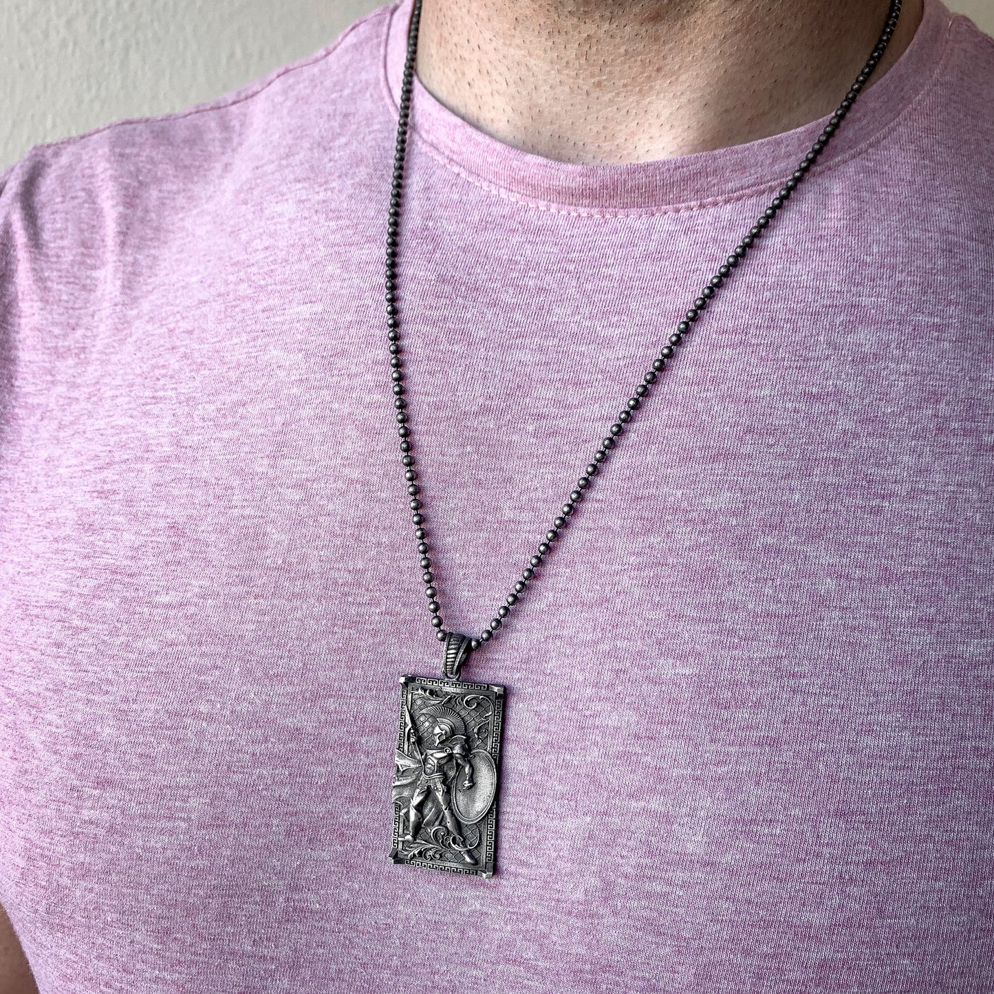 Spartan Warrior Necklace in 925K Sterling Silver | Bold Greek Mythology Design Pendant Necklace