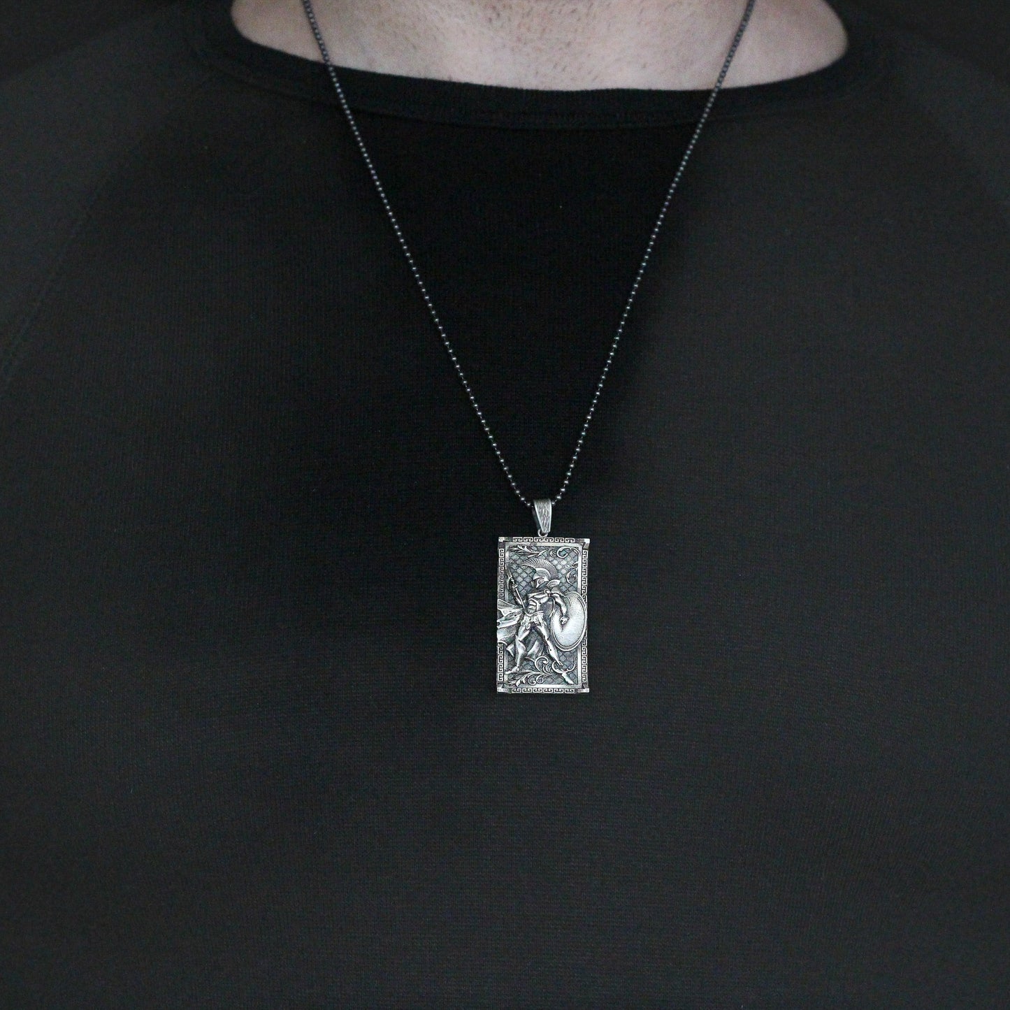 Spartan Warrior Necklace in 925K Sterling Silver | Bold Greek Mythology Design Pendant Necklace