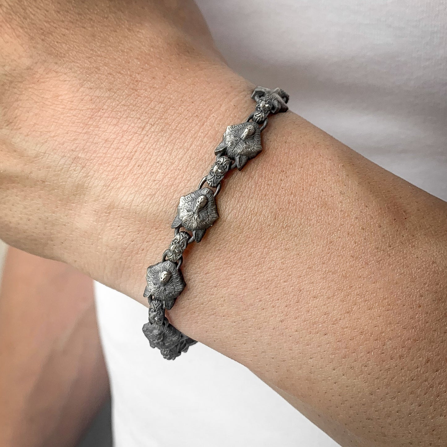 Sterling Silver Bold Wolf Head Bracelet for Men | Handmade Statement Bracelet for Men