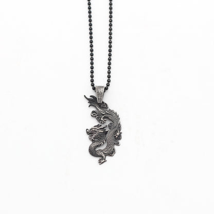 Sterling Silver Chinese Dragon Necklace | Majestic Silver Dragon Necklace for Men