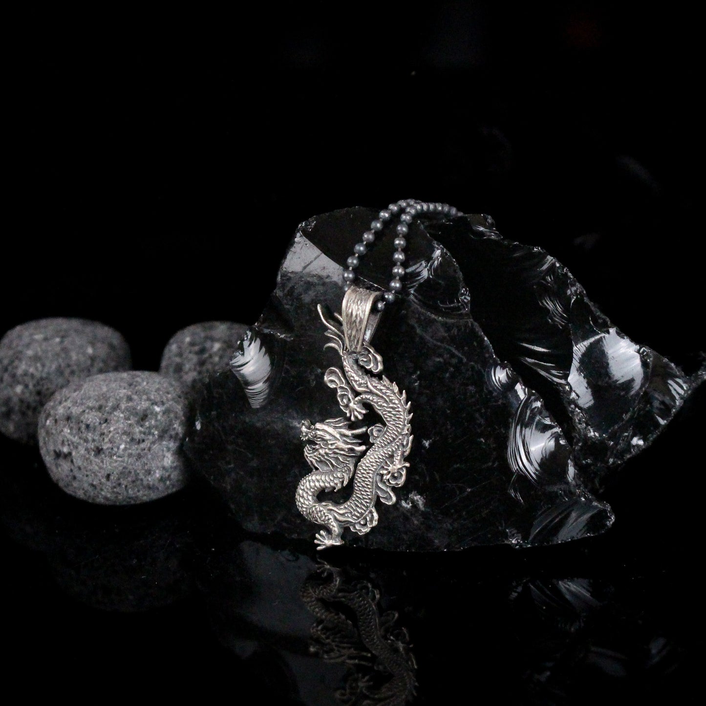 Sterling Silver Chinese Dragon Necklace | Majestic Silver Dragon Necklace for Men