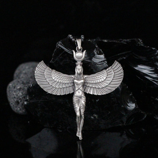 Sterling Silver Isis Goddess Pendant | Ancient Egyptian Jewelry