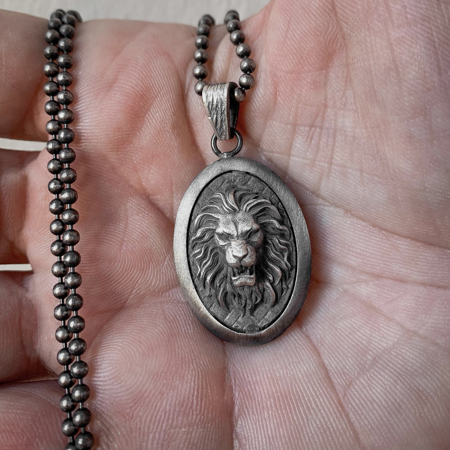 Sterling Silver Lion Necklace Medallion