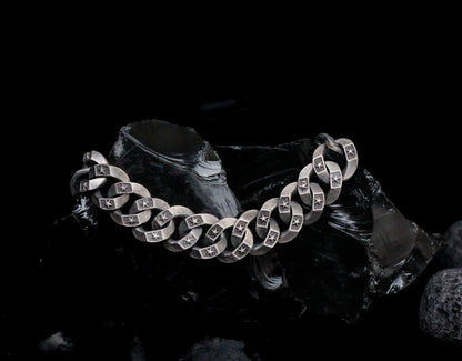 Sterling Silver Men's Bracelet with Star Details | Bold and Unique Chain Design