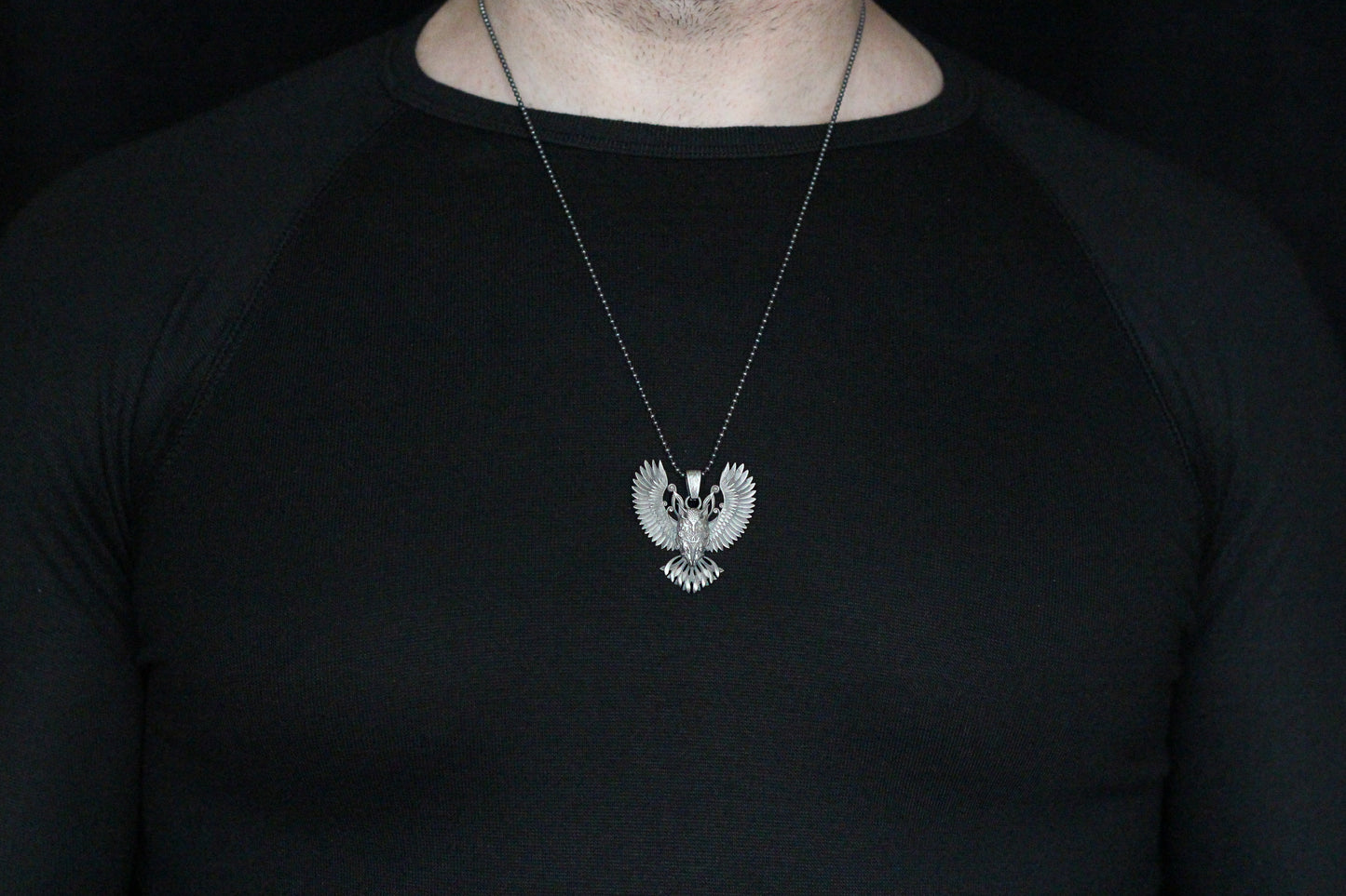 Sterling Silver Owl Necklace with Wings | Mystical and Elegant Charm Jewelry For Men