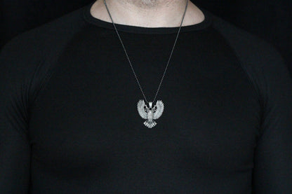 Sterling Silver Owl Necklace with Wings | Mystical and Elegant Charm Jewelry For Men