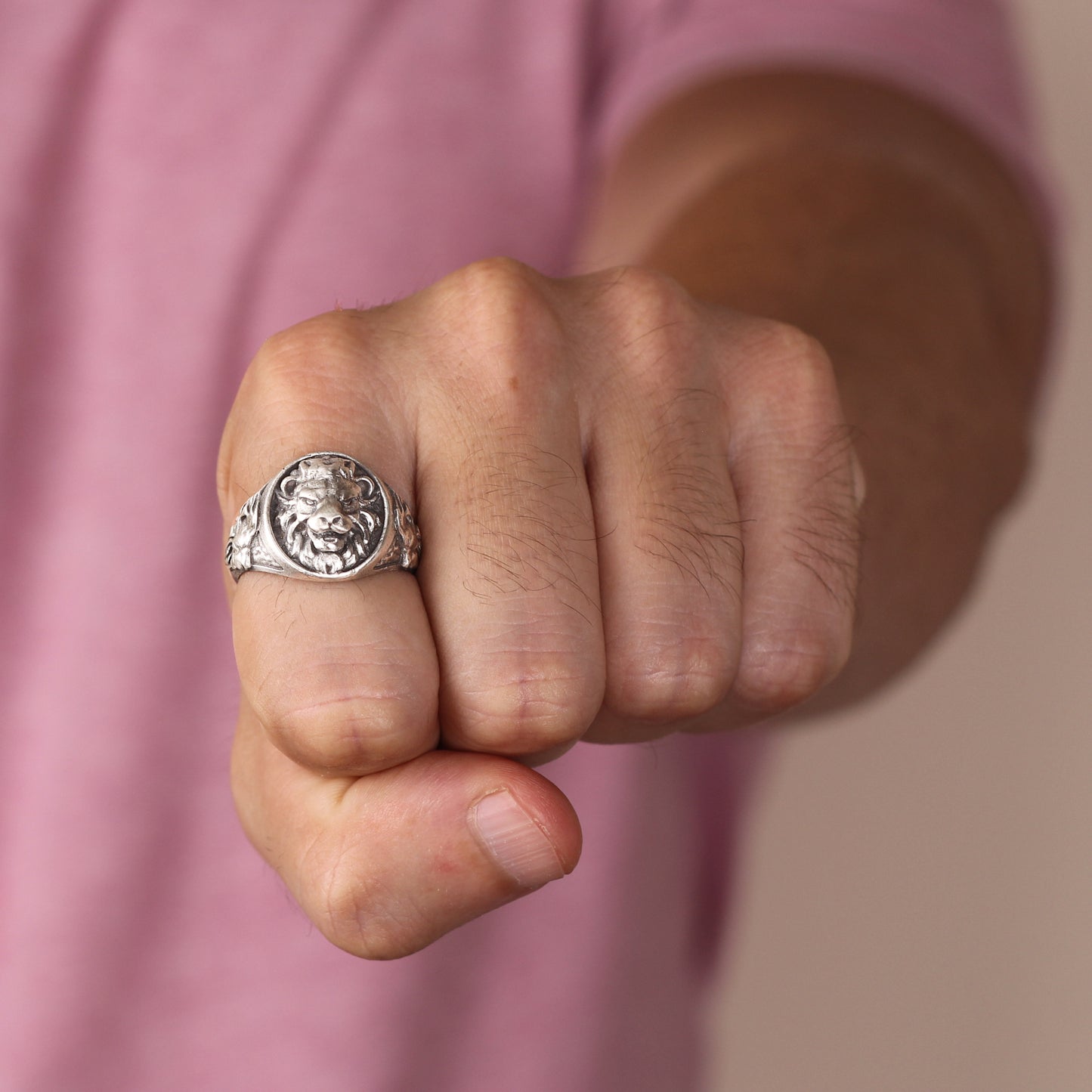 Sterling Silver Signet Lion Ring for Men | Powerful and Timeless Handmade Jewelry