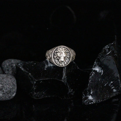 Sterling Silver Signet Lion Ring for Men | Powerful and Timeless Handmade Jewelry